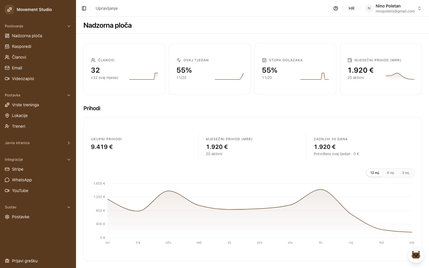 Studio OS owner dashboard